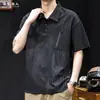 Camisa polo de lino elástico para hombre, camiseta de manga corta, marca de moda, talla grande, nuevo modelo verano 2026, camiseta fina de alta gama con bloques de color