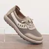 Sapatos Confortáveis de Solado Macio Personalizados para Mulheres de Meia-Idade e Idosas, Sapatos de Salto Baixo Modernos, Sapatos de Tecido Old Beijing, Sapatos Casuais Respiráveis de Malha para Mães