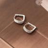 Aretes Nalan de Plata Esterlina S925 con Diamantes en Forma de D Estilo Ins Diseño de Lujo Accesible Joyería Elegante para la Oreja para Mujeres M03449