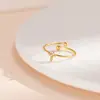 Anel Minimalista de Aço Titânio Multi-Elementos Cravejado de Diamantes para Mulheres, Anel Aberto Ajustável de Aço Inoxidável, Design Geométrico Atacado