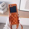 Adecuado para Samsung Flip5, funda de teléfono Flip 4, funda de cuero de moda, bandolera a cuadros, FLIP3, plegable, protección para máquina, nuevo