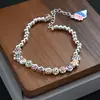 Pulsera de Flores de Helado Coloridas Estilo Dulce con Cuentas para Mujer, Joyería Personalizada Estilo Ins con Cuentas Redondas Estilo Princesa Regalo para Novia