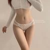 Roupa íntima de cetim feminina cintura baixa malha borda de renda meninas puro quer simples gelo seda lisa cueca para mulheres
