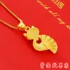 Pingente de raposa dourado areia estilo coreano da moda para mulheres, imitação de raposa fada 3D ouro duro, presente fofo, joia pingente banhada a ouro cobre