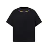 Camiseta de Manga Corta Bordada con Letras Creativas y Bloques de Color, Algodón Puro Suelto Casual Cuello Redondo Verano para Hombre, Tendencia Ins