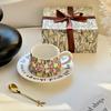Conjunto de Xícara e Pires de Café de Alto Valor Jardim Francês Caneca Cerâmica Chá da Tarde para Meninas Presente de Aniversário Presente de Acompanhamento