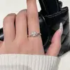 Anillo de plata de ley S925 con diamante para mujer, sensación de nicho de alta gama, anillo delgado con forma de diamante, apilable, lujo ligero, versátil, anillo abierto ajustable