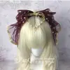 Diadema de encaje azul aqua Y2K hecha a mano FANQ para subcultura con colgante de ceja diadema de hada dulce lolita KC