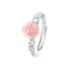 Seleção de Arte Zircônia Flor Rosa Dedo Indicador Não Consegue Sair Anel de Cor Menina Han Feng Diamante Rosa Camélia Anel