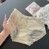 Ins Belleza Romántica~Estilo Deseo Puro Encaje Dulce Calzones para Niñas Algodón Puro Sexy Entrepierna Cintura Media Bragas para Mujer