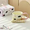 Taza de Oreja Grande Alto Valor de Color Linda Asa Grande Taza de Cerámica Creativa Dibujo Animado Gatito Taza de Café Regalo de Acompañamiento