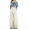 Jeans para Mujer de Estilo Americano Color Café Moca, No Elásticos, de Tiro Alto, Estilo Ins, Moda Perezosa de Otoño, Pantalones Sueltos de Pierna Ancha hasta el Suelo