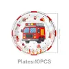 Decoraciones para Fiesta de Camión de Bomberos de Amazon Platos de Papel Desechables Vasos de Papel Servilletas Globos Reunión de Fiesta Infantil