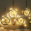 Pingente de Iluminação de Natal de Madeira LED para Árvore de Natal Pequeno Pingente Luz de Fio de Cobre Enfeites de Natal Artesanato