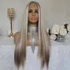 [Modelo asiática] Peluca de encaje frontal para mujer, estilo retro americano, California, chica sexy, reflejos castaños dorados, degradado, cabeza completa