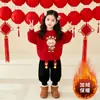 Dulce Conjunto de Año Nuevo para Niños, Conjunto de Forro Polar Invernal Festivo para Niños y Niñas, Conjunto de Dos Piezas para Bebés y Niños