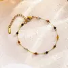 Pulsera, Tobillera, Collar de Diseño con Piedras Naturales Mixtas y Combinadas, Acero Inoxidable Chapado en Oro de 18 Quilates, Conjunto Elegante Versátil y Exquisito para Mujeres