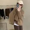Suéter cárdigan de punto transfronterizo, top de manga larga para mujer, abrigo versátil de otoño e invierno, corte ajustado, cuello en V holgado, de un solo botón, estilo coreano