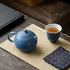 Coleção de Conjunto de Chá Cerâmico Azul Safira com Manchas Douradas Glacê de Rocha: Gaiwan, Xícara de Chá, Bule, Xícara de Degustação, Xícara de Mestre, Porta-copo