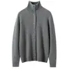 Cardigã de malha de gola alta estilo coreano para mulheres, camada base de inverno, top curto de cashmere macio e solto