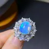 Suministro en Vivo de Anillo Popular de Ópalo Natural Plata S925 Piedra Principal para Mujer 9X11Mm Venta Caliente Dropshipping Transfronterizo