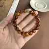 Pulseira de Madeira de Tuiá Taihang Rica em Óleo, Contas Budistas de Madeira, Pulseira de Madeira de Tuiá e Ágata Cinza de Círculo Duplo Colecionável Atacado