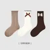 Calcetines Nuevos para Niños al por Mayor 2025 Otoño e Invierno Calcetines de Media Caña para Niñas con Lazo de Encaje Algodón Volante Sin Costuras Calcetines para Niños
