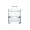 Bote de Almacenamiento de Vidrio para Ensalada de Verduras y Frutas, Bote de Almacenamiento de Frutos Secos y Snacks de Múltiples Capas, Alto Borosilicato, Tapa Sellada de Bambú