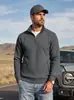 Sudadera deportiva casual de color liso para hombre, con media cremallera, jacquard de comercio exterior de Amazon, corte holgado, talla europea, cuello alto