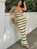 Vestido Largo de Punto 2026 Estilo Europeo y Americano Sin Mangas Hueco en la Espalda Rayado Vestido de Tirantes para Mujer