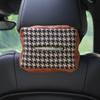Caixa de Lenços para Carro Couro Tricotado Pied-de-poule Pendurada no Banco Traseiro do Carro Caixa de Papel Multifuncional Bolsa de Lenços para Carro