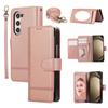 Funda de Cuero Adecuada para Teléfono Móvil Samsung Z Fold7 Zfold4 Espejo de Maquillaje Multifuncional Tarjeta Cuerda Diagonal para Llevar