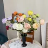 3 rosas de sol artificiales con bordes quemados pintados al óleo, estilo vintage, para sala de estar, mesa de comedor, decoración de fondo de boda y arreglos florales