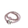 Pulsera de Múltiples Círculos de Cuarzo Rosa, Cubo de Azúcar de Cristal Rosa Natural, Pulsera Apilable de Doble Círculo de Cristal de Fresa, Regalo Pequeño y Fresco para Mejores Amigas