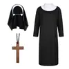 Disfraz de monja para Halloween, pañuelo para la cabeza, vestido, atuendo de la Virgen María, cruz, COSPLAY, juego de rol