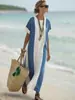 Vestido Suelto de Cuello Redondo con Estampado en Contraste Estilo Festivo Europeo y Americano para Mujer 2025
