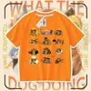 2026 Ropa para Perro Mi Cuchillo y Escudo Camiseta de Algodón Puro Manga Corta Shiba Inu Divertido Paquete de Emoticonos Abstractos Top para Niños y Adolescentes