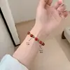 Pulseira Empilhável de Contas Vermelhas do Sul de Calcedônia Estilo Chinês Popular da Xiaohongshu para Mulheres, Pulseira Bracelet Vermelha do Sul da Moda