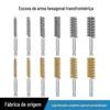 Escova Hexagonal para Limpeza de Tubos e Furos com Fio de Aço Inoxidável 304 - Kit para Remoção de Rebarbas, Polimento e Ferrugem