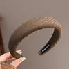 Faixa de cabeça de alta qualidade estilo coreano com aba larga, faixa de cabelo de tricô para outono e inverno, presilha para franja da testa, acessório de cabelo estilo vintage