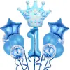 Balão de Folha de Alumínio Amazon Coroa Transfronteiriça 32 polegadas Conjunto Decoração de Aniversário Infantil Decoração Temática de Primeiro Aniversário