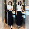 Elegante traje de falda para mujer 2026 verano nuevo elegante top corto de punto con falda de flecos conjunto de dos piezas moderno