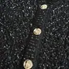 Cardigan de Comprimento Médio Chic de Alto Padrão com Decote em V, Lantejoulas Douradas, Bolso com Lapela, Estilo Socialite Francês, Outono/Inverno 2026
