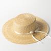 Sombrero de paja de ala plana con lazo de perlas de estilo coreano para primavera y verano, nuevo para padres e hijos, sombrero de paja de ala plana para viajes al aire libre, protección solar