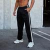 Calça Casual Listrada em Preto e Branco com Costura Estilo Americano Calças Listradas Street Fitness Corrida Esportes Calças Retas Novo