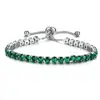Pulseira Cruzada Deslizante para Mulheres Cobre Incrustado com Cristal Zircônia 4mm Ajustável Atacado Mais Vendido Fabricante de Tênis Venda Direta Redondo