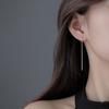 Pendientes de aguja de plata con dos hilos para las orejas, mini pendientes para mujer, moda coreana 2022, sencillos, largos y delgados.