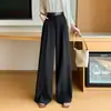 Pantalones casuales finos de cintura alta para mujer, nuevo estilo de verano 2026, pantalones de pierna ancha de seda helada, pantalones rectos frescos con protección solar