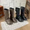Botas compridas estilo britânico para meninas, nova coleção outono/inverno 2026, com sola grossa, de cano alto, modernas e estilosas.
