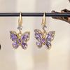 Pendientes de mariposa huecos con diamantes de lujo, de moda coreana, de plata S925, sencillos y elegantes de alta gama.